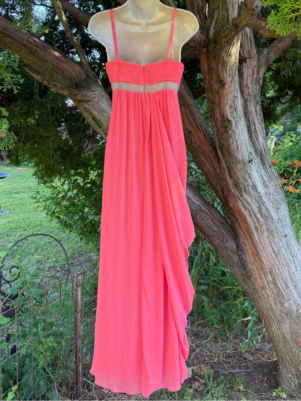 BCBGMaxAzria 2 Pink Coral Pleated Bodice Grecian Drape Style Formal Dress Size 2 - Picture 4 of 17